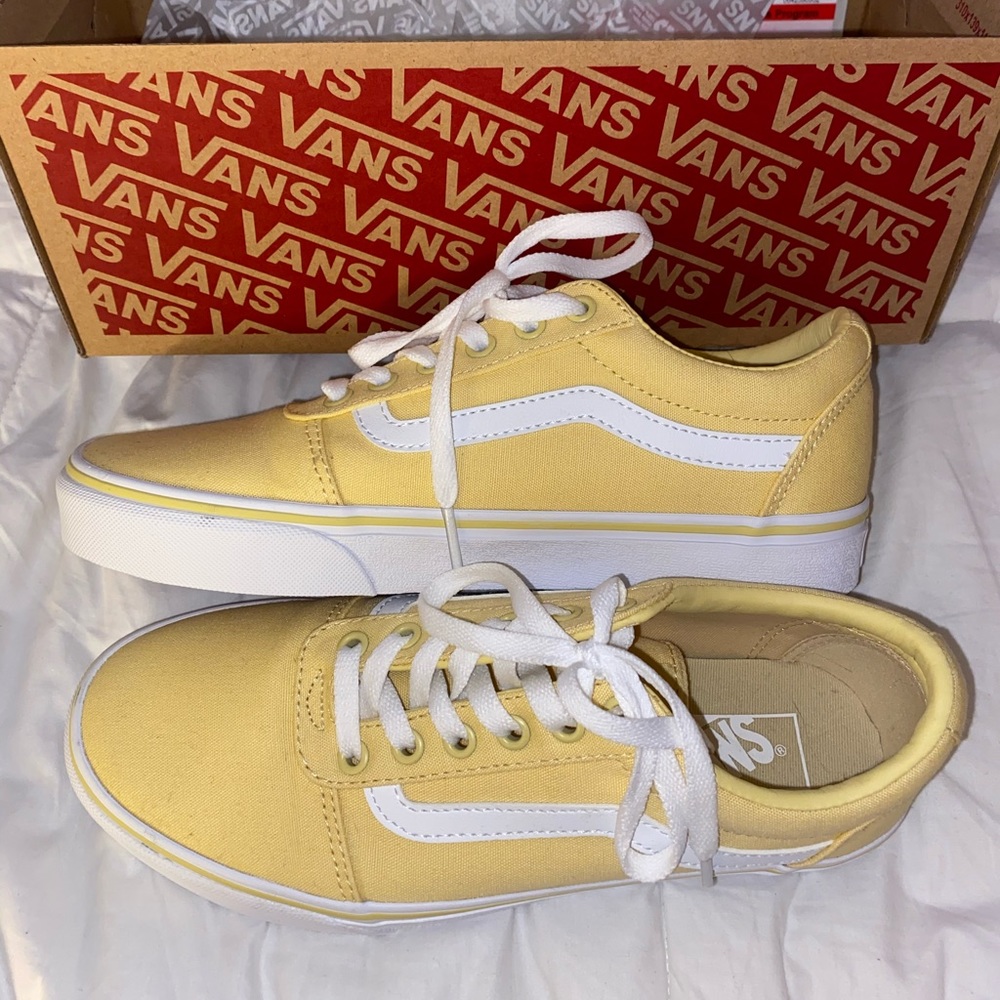 pastel yellow old skool vans